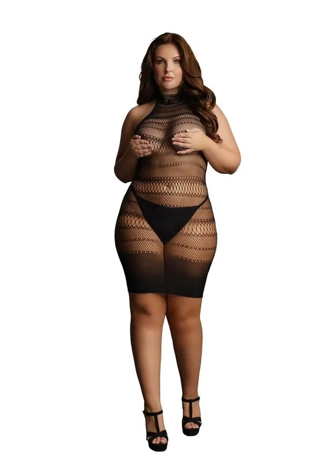 Le Desir High Lace Neck Net Mini Dress Le Desir Female Sex Toys