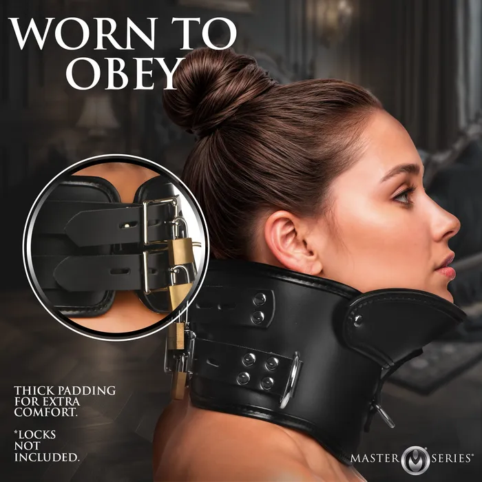 Vibrators Master Series Rigid Locking Posture Collar w Chin Brace