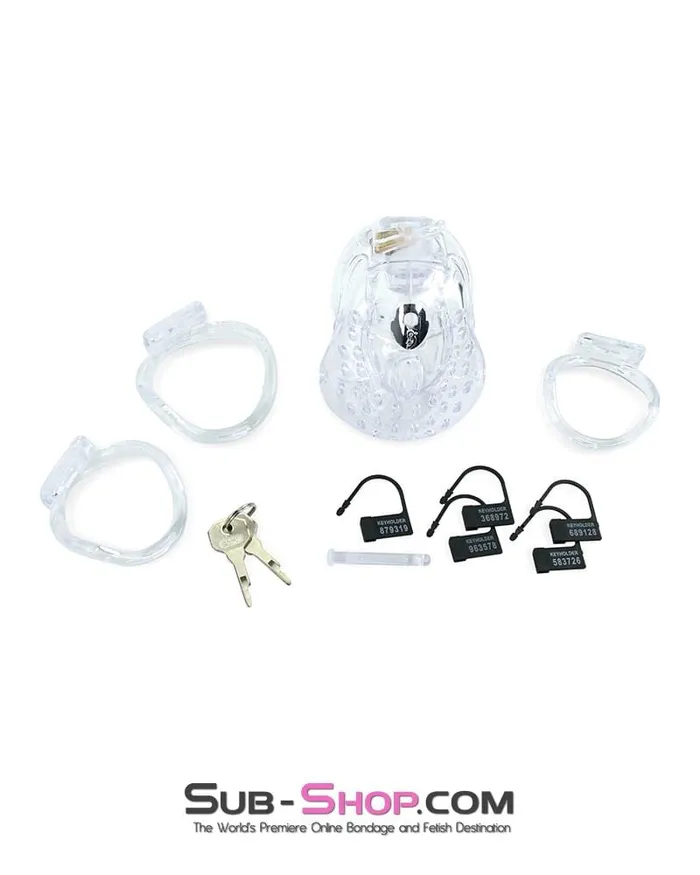 Ali Express Male Sex Toys 6964AE Large Dungeon Cage Clear High Security Full Coverage Male Chastity Device