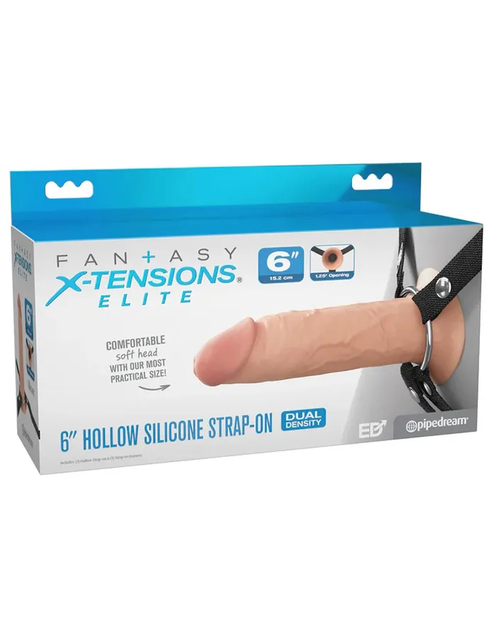 Fantasy XTensions Elite 6 Silicone Hollow Strap Dual Density Light Pipedream Female Sex Toys