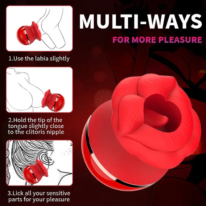 Lurevibe Rose Lip Suction Tongue Licking Massager Clitoral Stimulator Lurevibe Female Sex Toys Lurevibe Rose Lip Suction Tongue Licking Massager Clitoral Stimulator Lurevibe Female Sex Toys
